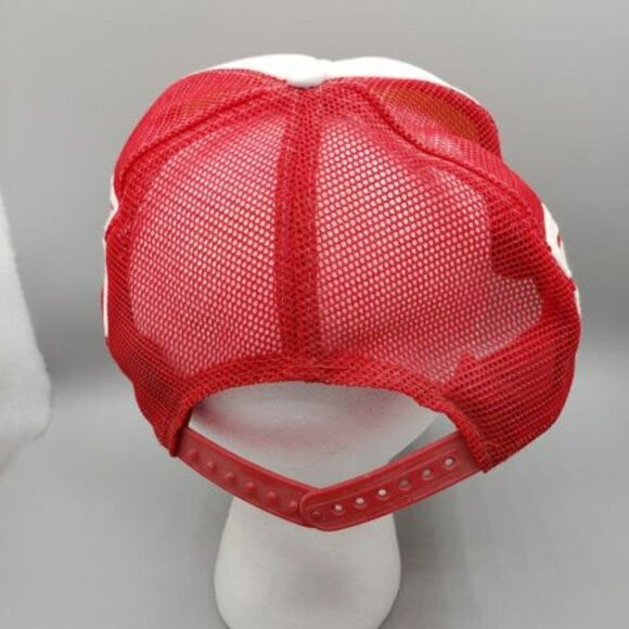 Vintage 90 3 Stripe Minidoka '95 Shoot Out Trucker SnapBack Hat Cannon Red white - Picture 4 of 8